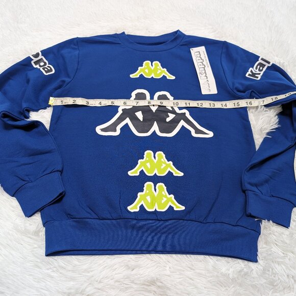 Kappa Unisex Crew Neck Blue Pullover Fleece lined with logo Sweatshirt  NWT - Picture 5 of 7